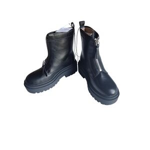 Arizona Jean Co Black Zip Up Lug Platform Ankle Boots Womens Size 6.5